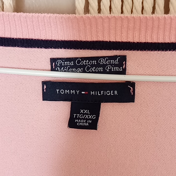 Women's Peach XXL Tommy Hilfiger VNeck Pullover Sweater - Picture 4 of 5